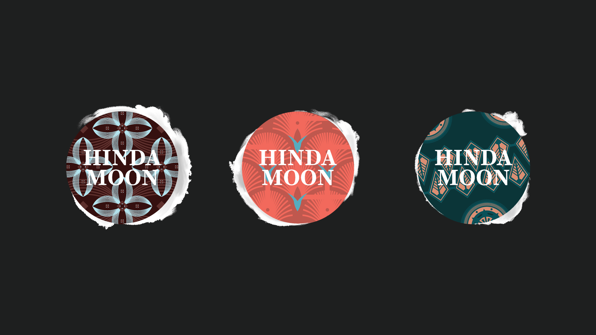 Logo pour hinda moon avec à l'intérieur du cerclage un motif différent