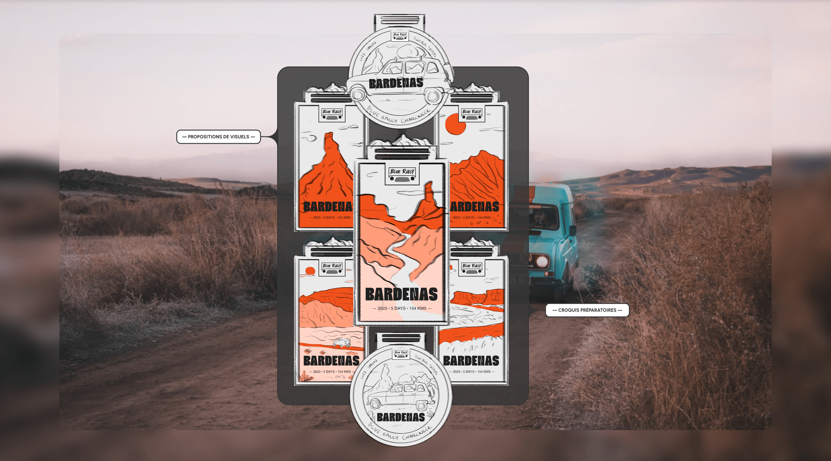 Blue Rally Médailles | Croquis Bardenas
